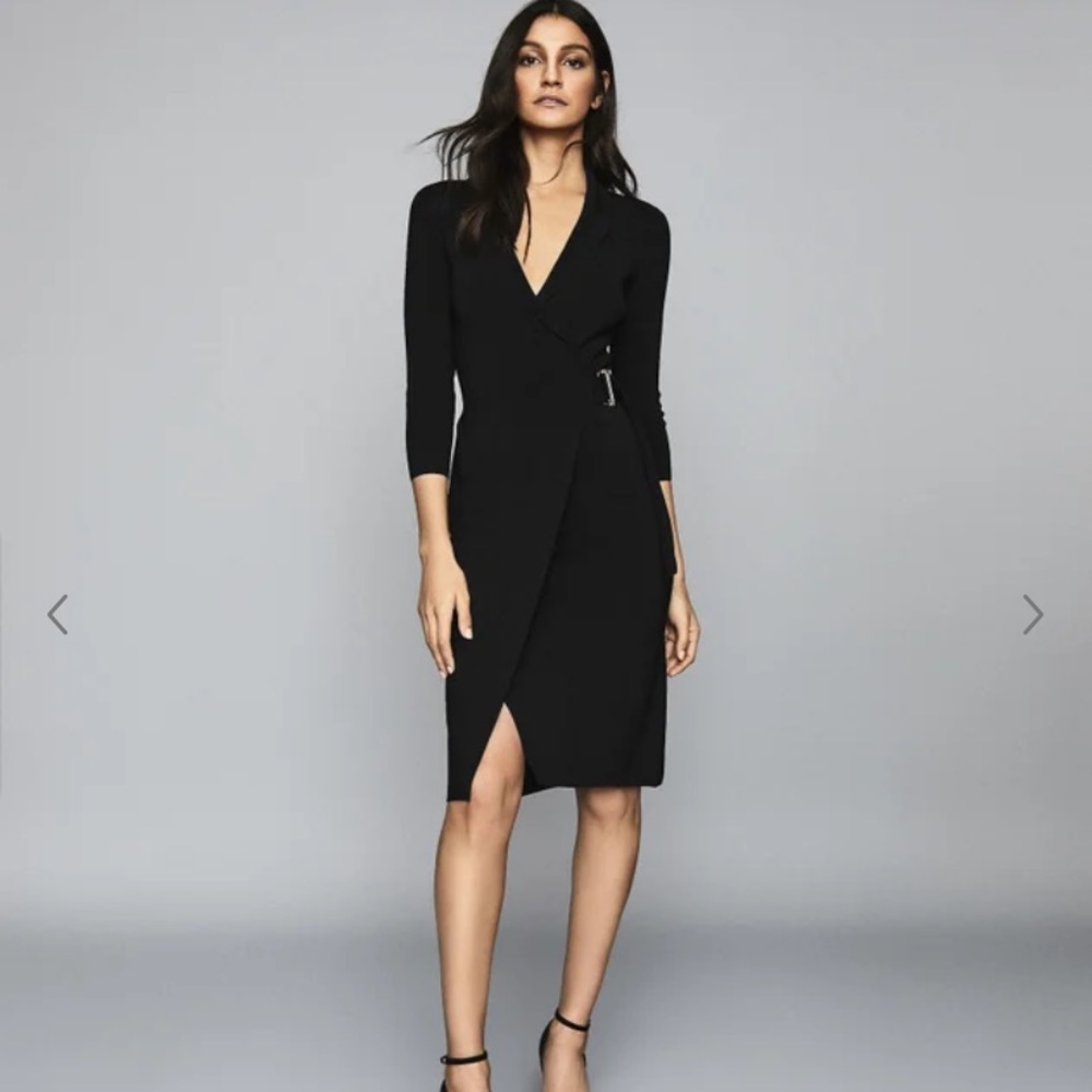 KNITTED WRAP FRONT BODYCON DRESS